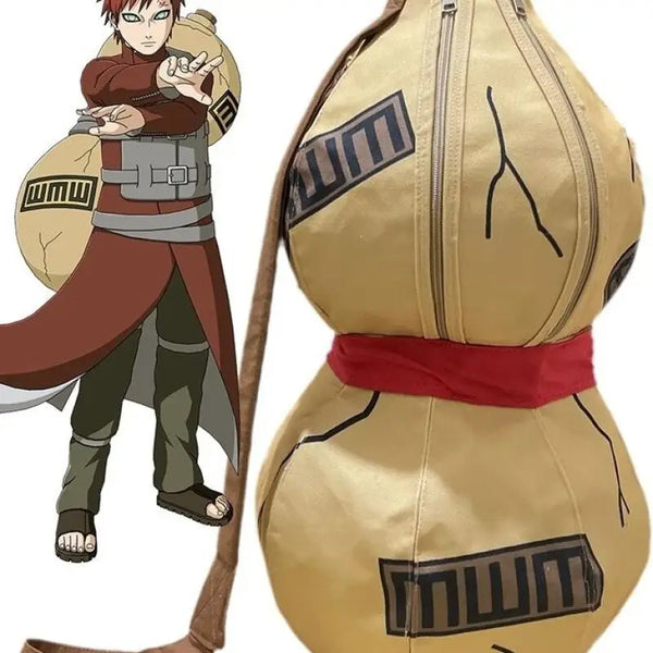 Anime Naruto Sabaku No Gaara Gourd Backpack Canvas Sports Rucksack Cosplay Prop Bag Casual Daily School Travel Backpack Gift